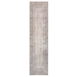 Brocade Border Runner- 100% reycled cotton runner in grey featuring a vintage inspired pattern.