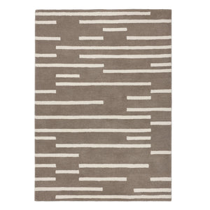 Broken Stripe- hand-tufted wool cut pile rug in Brown and White with a broken striped design.