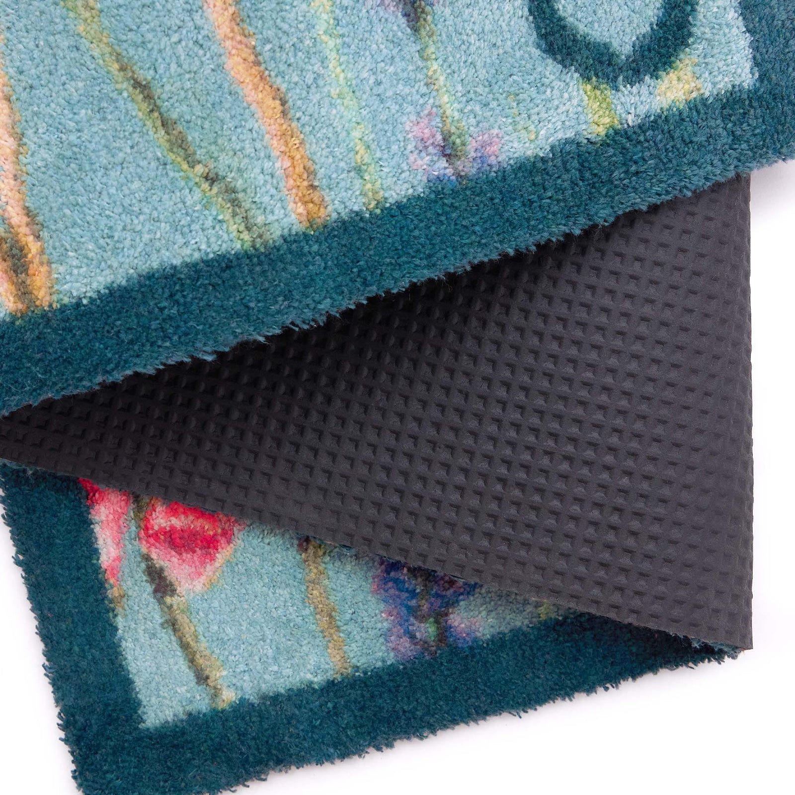 Butterfly Garden Blue Doomat- 100% recycled cotton doormat featuring a wildflower garden and butterflies.