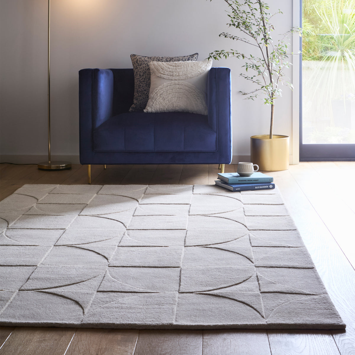 Cream Pattern Entry Rug Penny Rug Cream Rug | Geometric Hand-Tufted Rug | Hug Rug