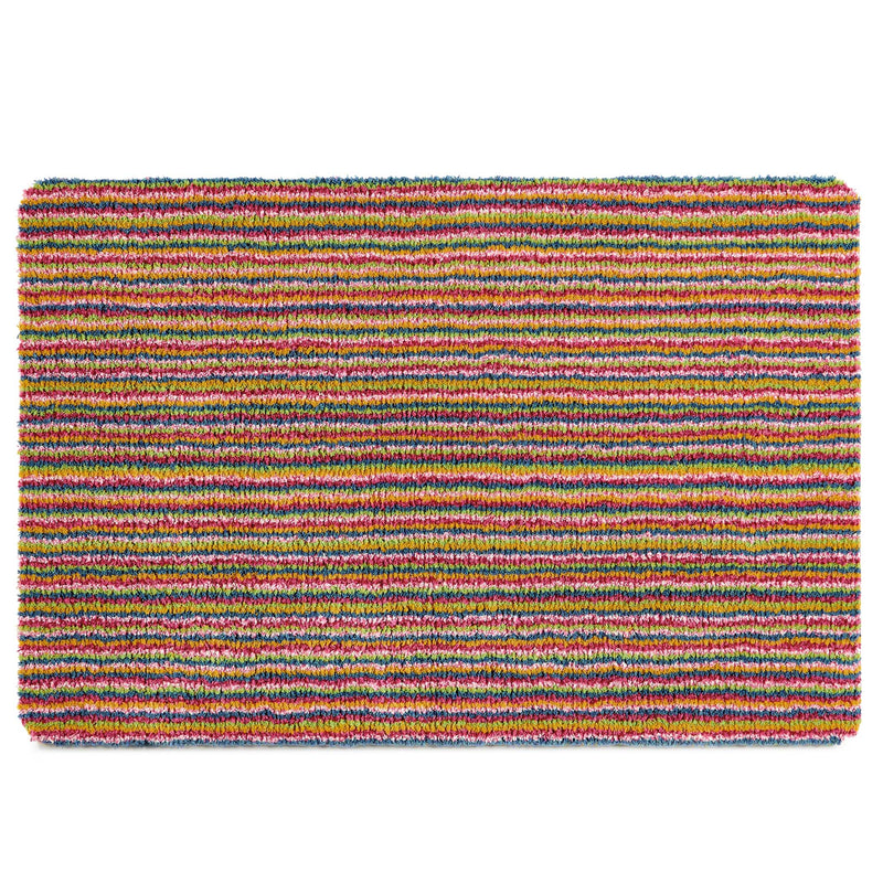 Candy Bright Doormat - a 100% recycled material doormat featuring a colourful  striped pattern. 