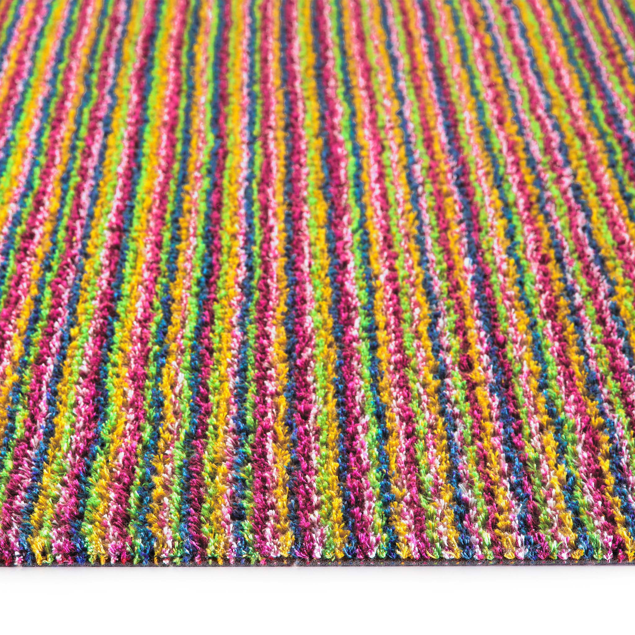 Candy Bright Doormat - a 100% recycled material doormat featuring a colourful  striped pattern. 