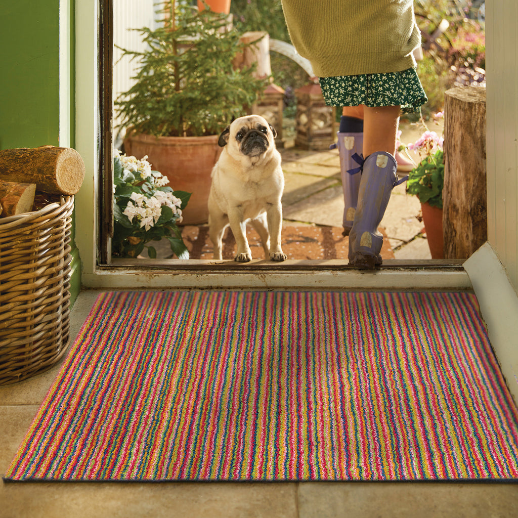 Candy Bright Stripe Washable Doormat