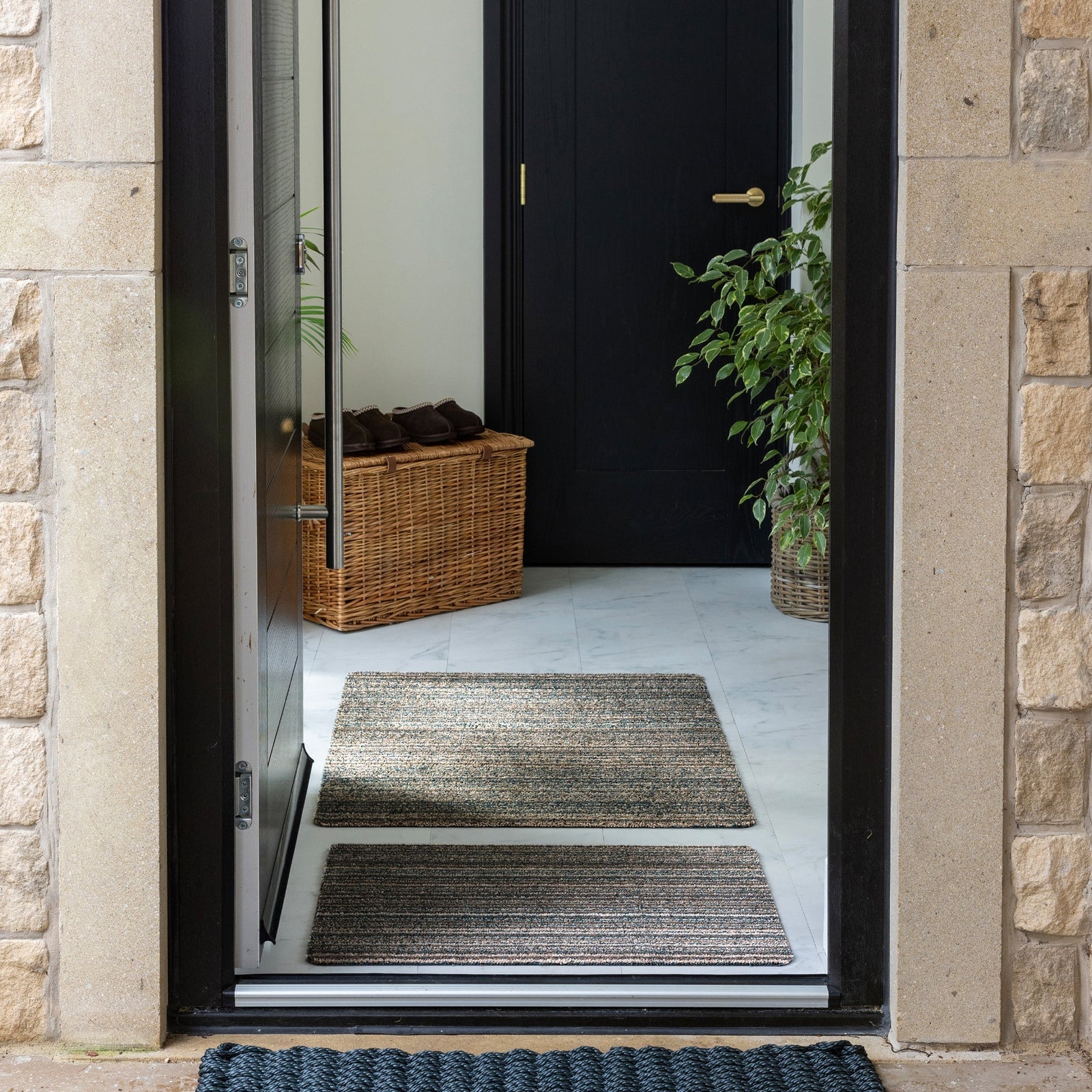 Candy Sage Green Striped Doormat 2