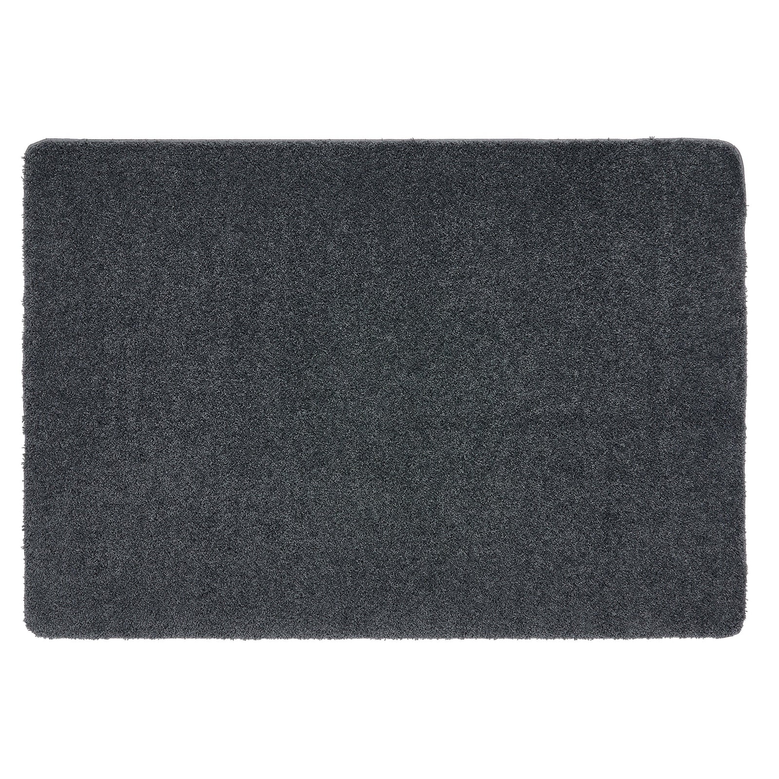 Charcoal Washable Rug in a solid dark grey colour, fully machine washable.