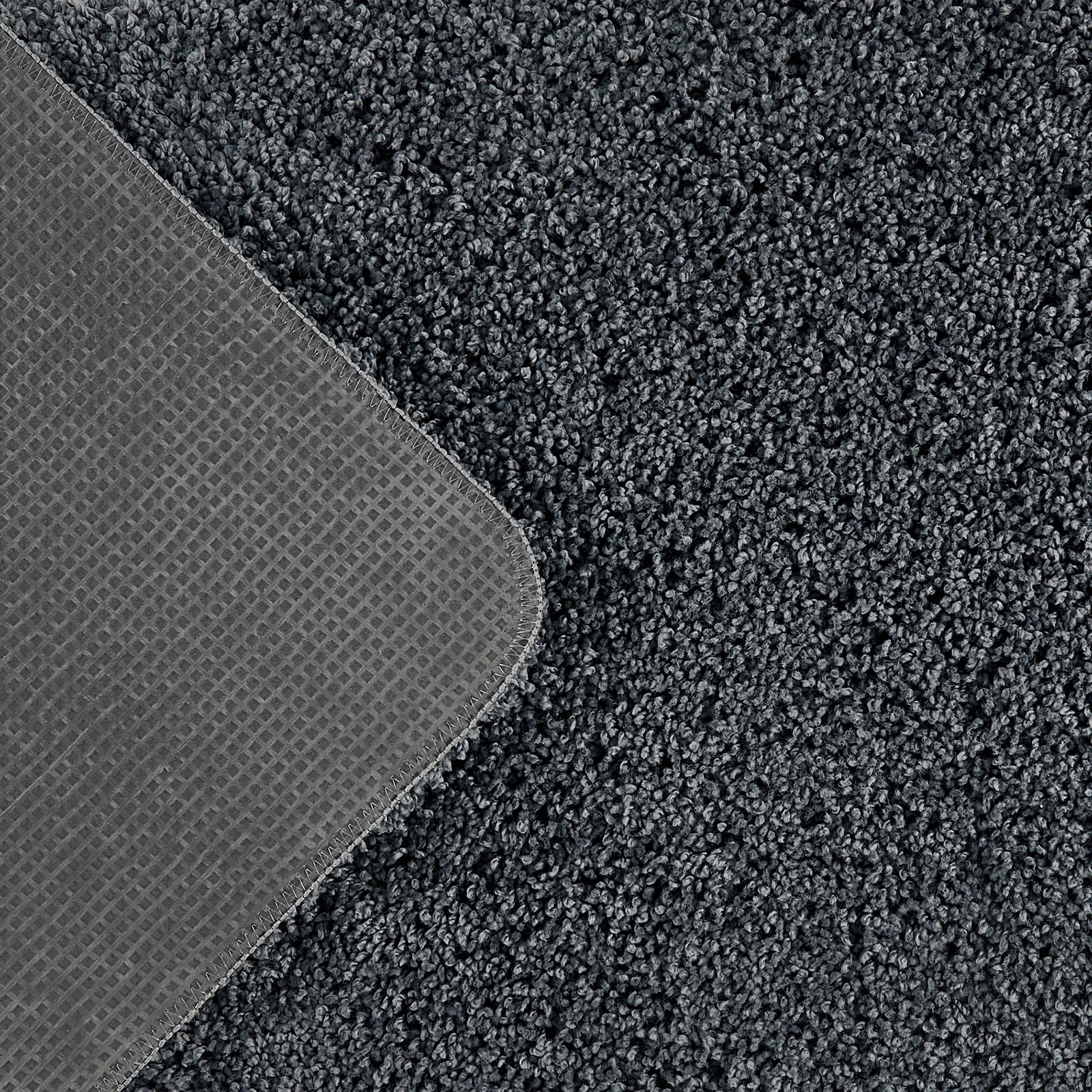 Charcoal Washable Rug in a solid dark grey colour, fully machine washable.