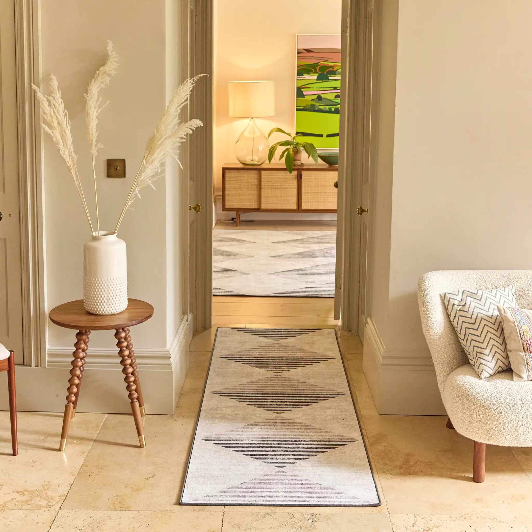 Chevron Charcoal Eco-Washable Rug Runner