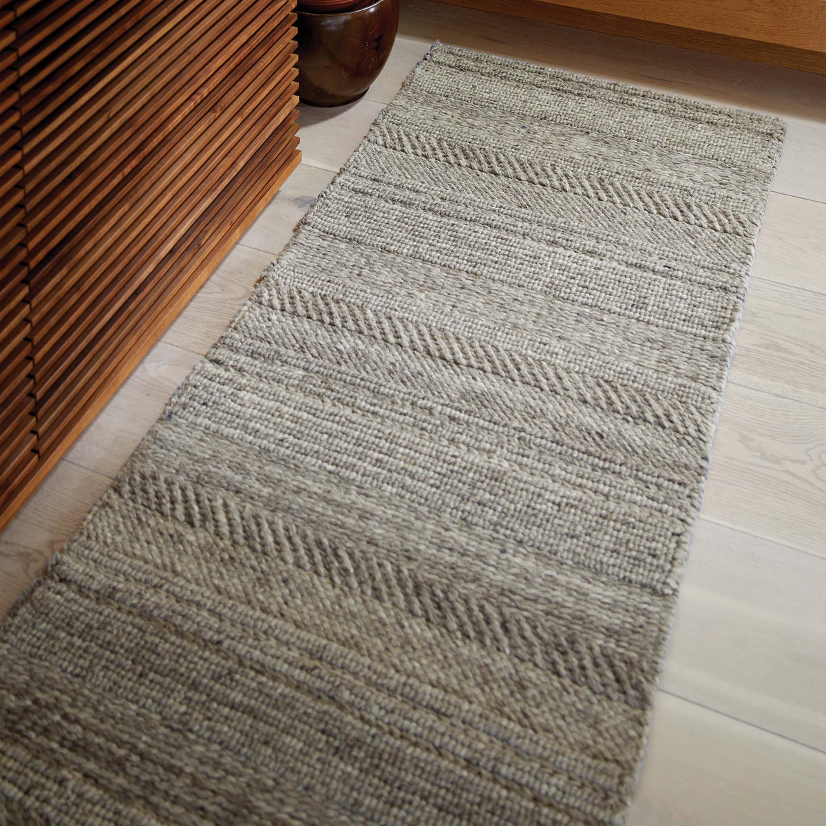 Chunky Knit Grey & Natural Wool Runner | Cosy Wool Runner | Hug Rug