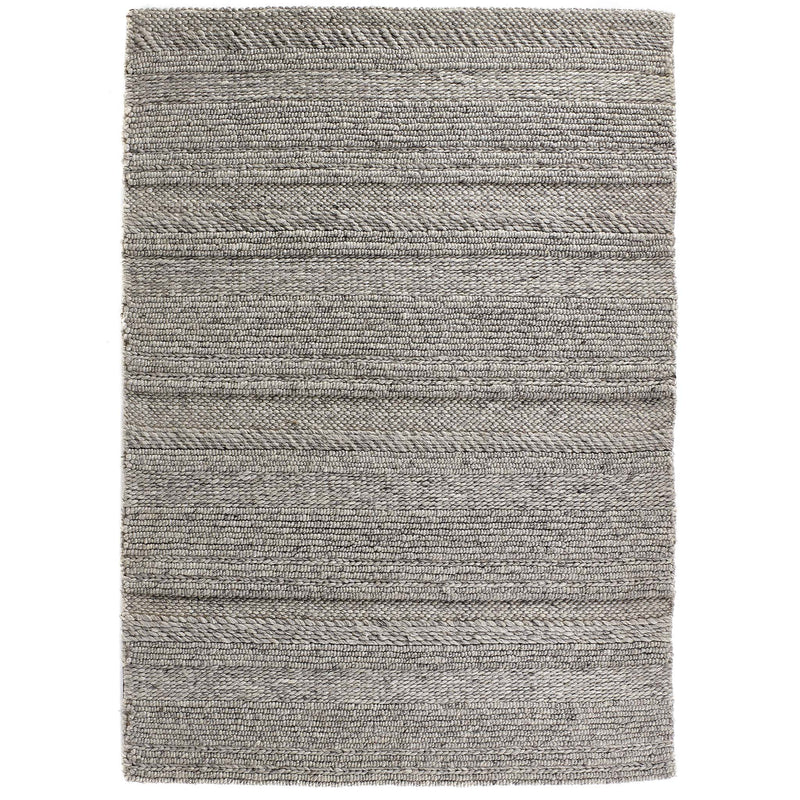 Chunky Knit Grey Wool Rug with a knitted pattern design.