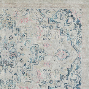 Hug Rug Classical Blue Washable Rug Pattern Close Up