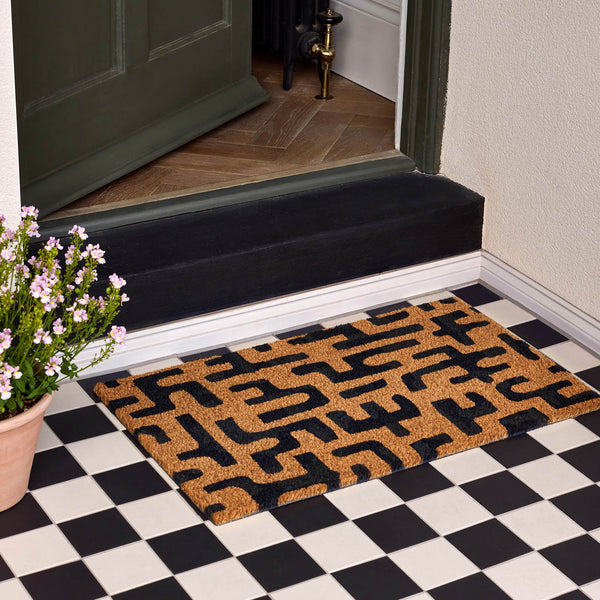 Abstract Maze Coir Doormat- made from 100% coconut husk fibres with an eco-friendly backing.