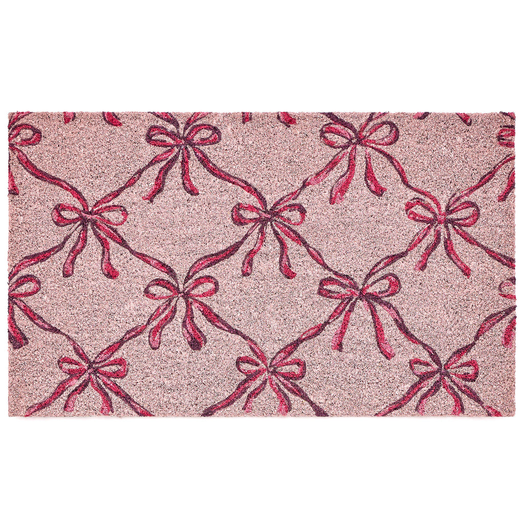 Blush Bows Coir Doormat- made from 100% coconut husk fibres with an eco-friendly backing.