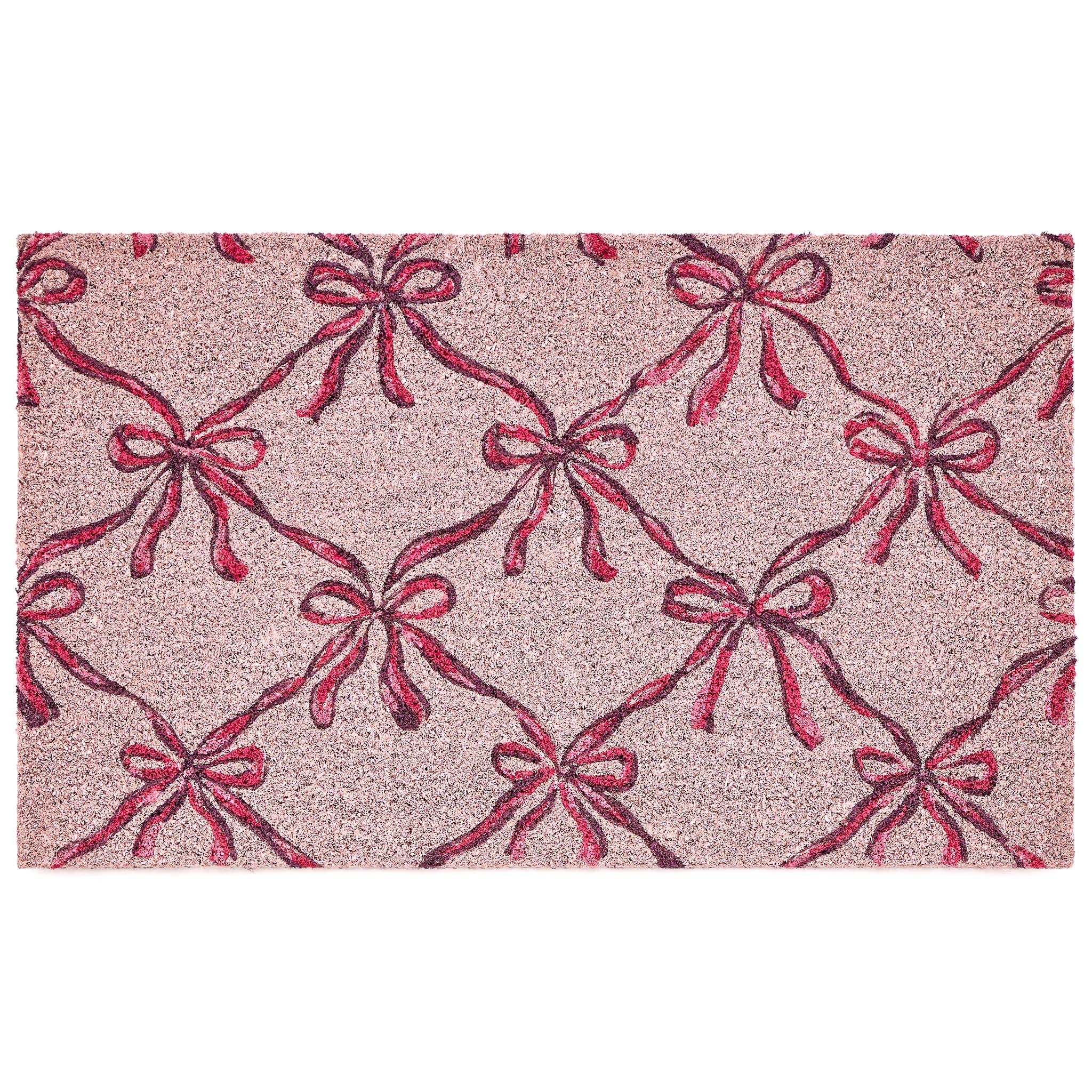 Blush Bows Coir Doormat- made from 100% coconut husk fibres with an eco-friendly backing.