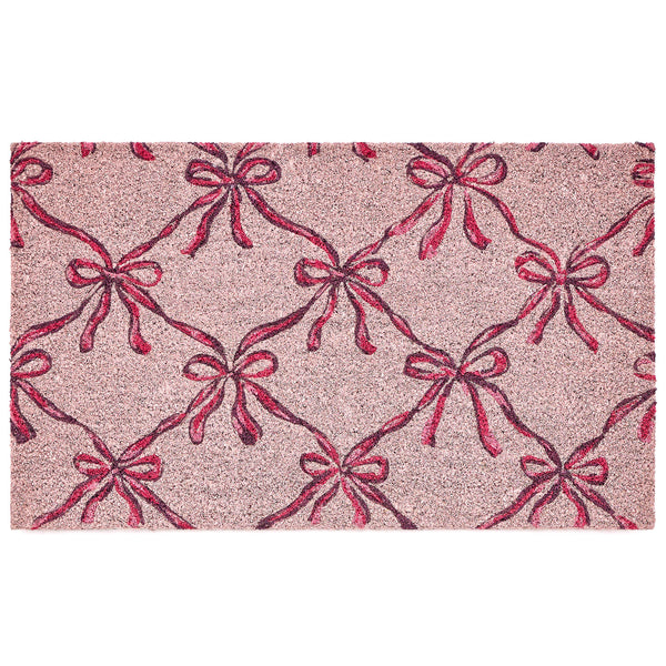 Blush Bows Coir Doormat- made from 100% coconut husk fibres with an eco-friendly backing.