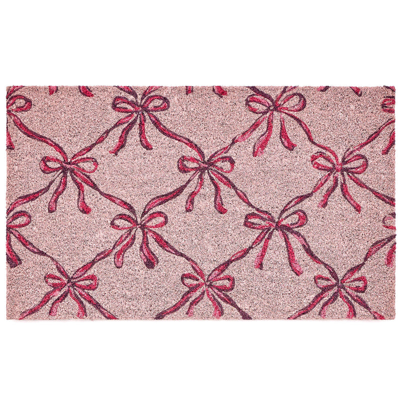 Blush Bows Coir Doormat- made from 100% coconut husk fibres with an eco-friendly backing.