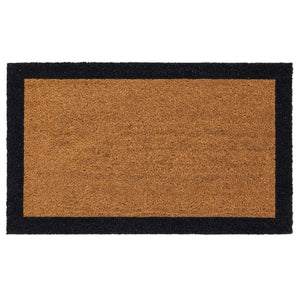 Printed Coir Border Black Doormat. Made from eco-friendly materials featuring a black border. 