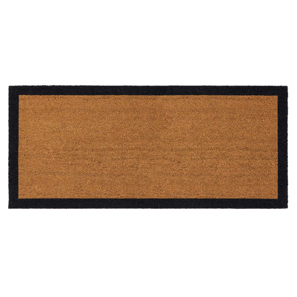 Printed Coir Border Black Runner. Made from eco-friendly materials featuring a black border. 