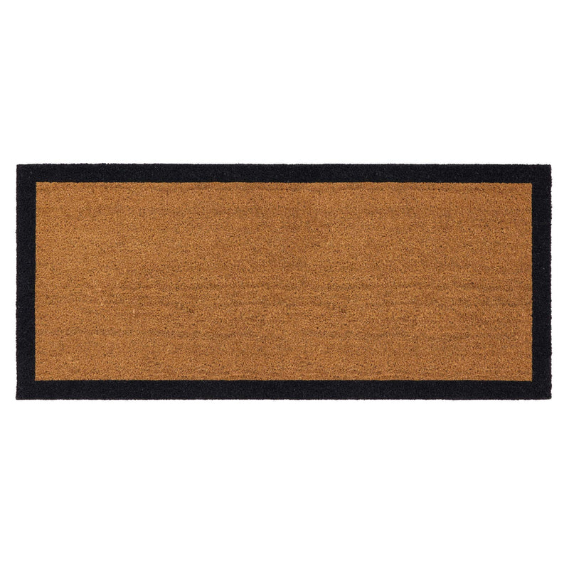 Printed Coir Border Black Runner. Made from eco-friendly materials featuring a black border. 