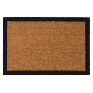 Printed Coir Border Black Doormat. Made from eco-friendly materials featuring a black border. 