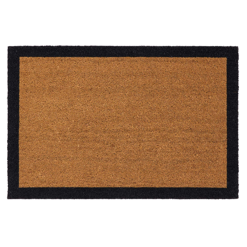Printed Coir Border Black Doormat. Made from eco-friendly materials featuring a black border. 