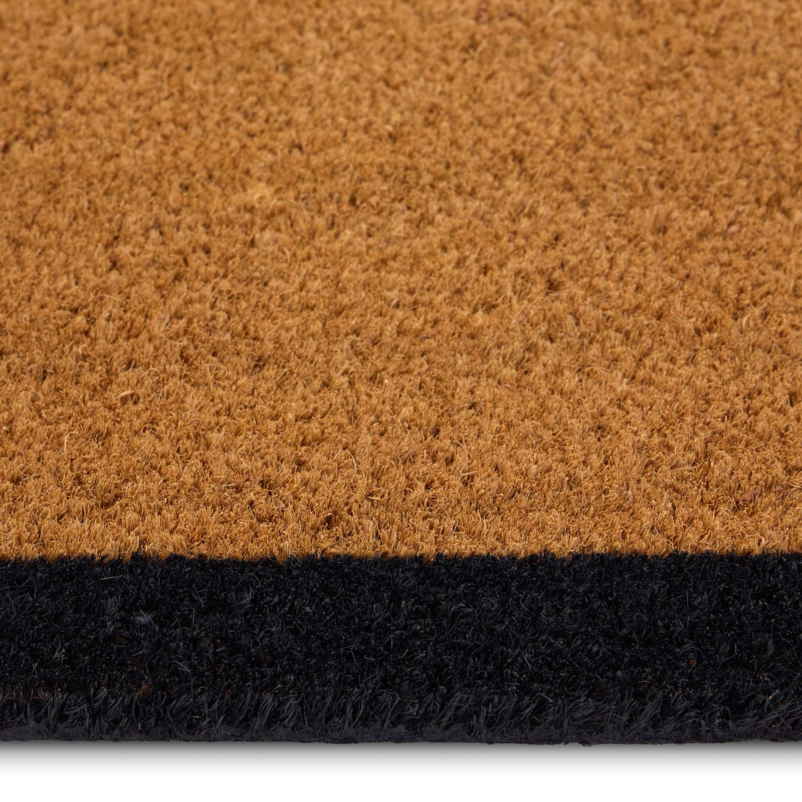 Printed Coir Border Black Doormat. Made from eco-friendly materials featuring a black border. 