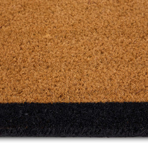 Printed Coir Border Black Doormat. Made from eco-friendly materials featuring a black border. 