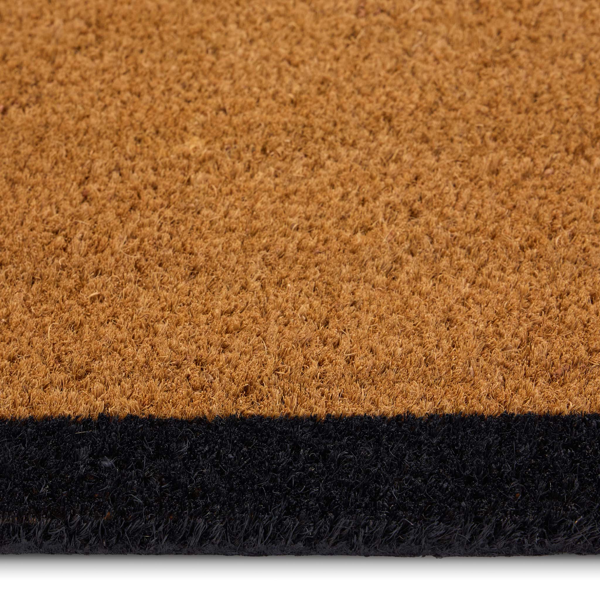 Printed Coir Border Black Doormat. Made from eco-friendly materials featuring a black border. 