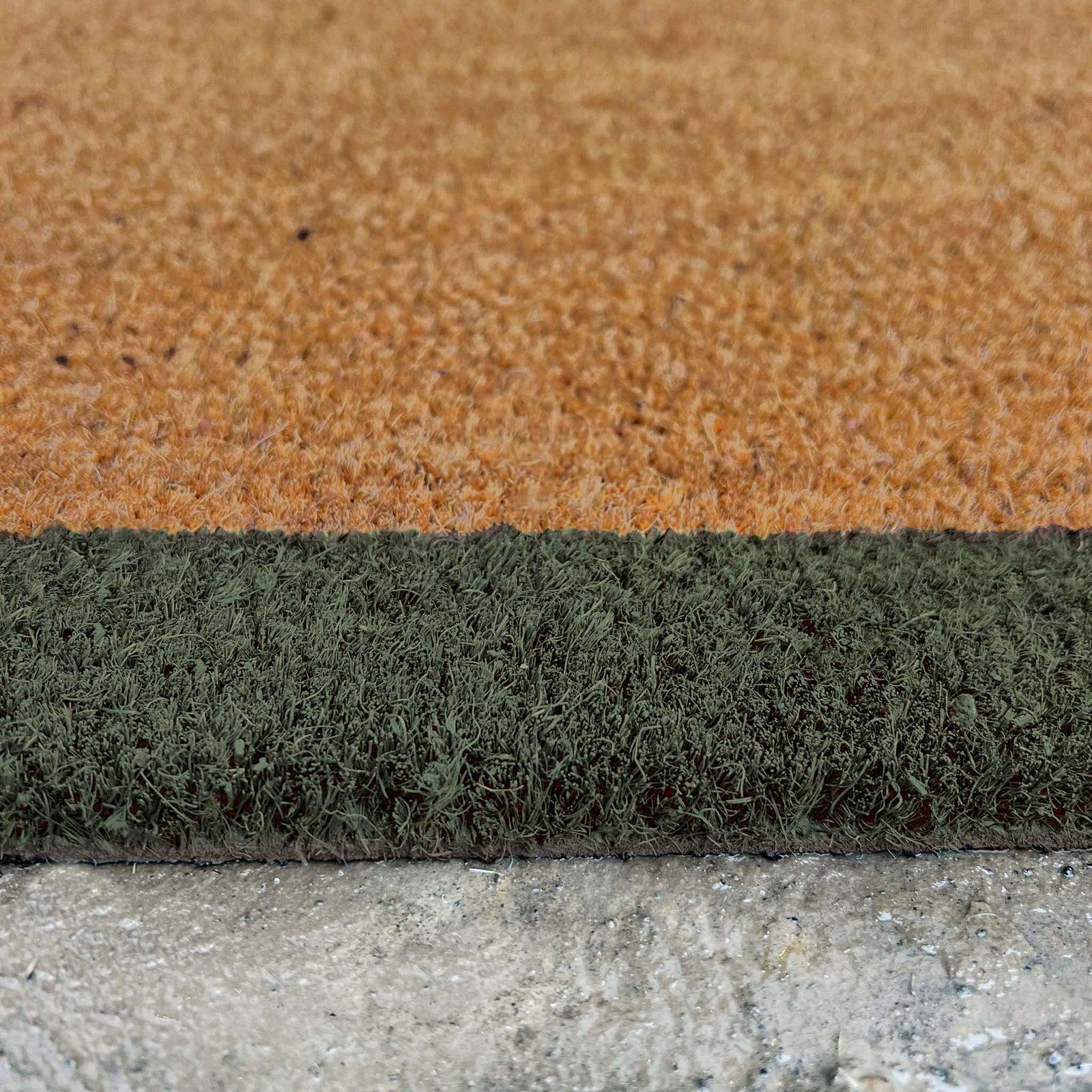 Printed Coir Border Green Doormat- made from recycled materials featuring a green border.