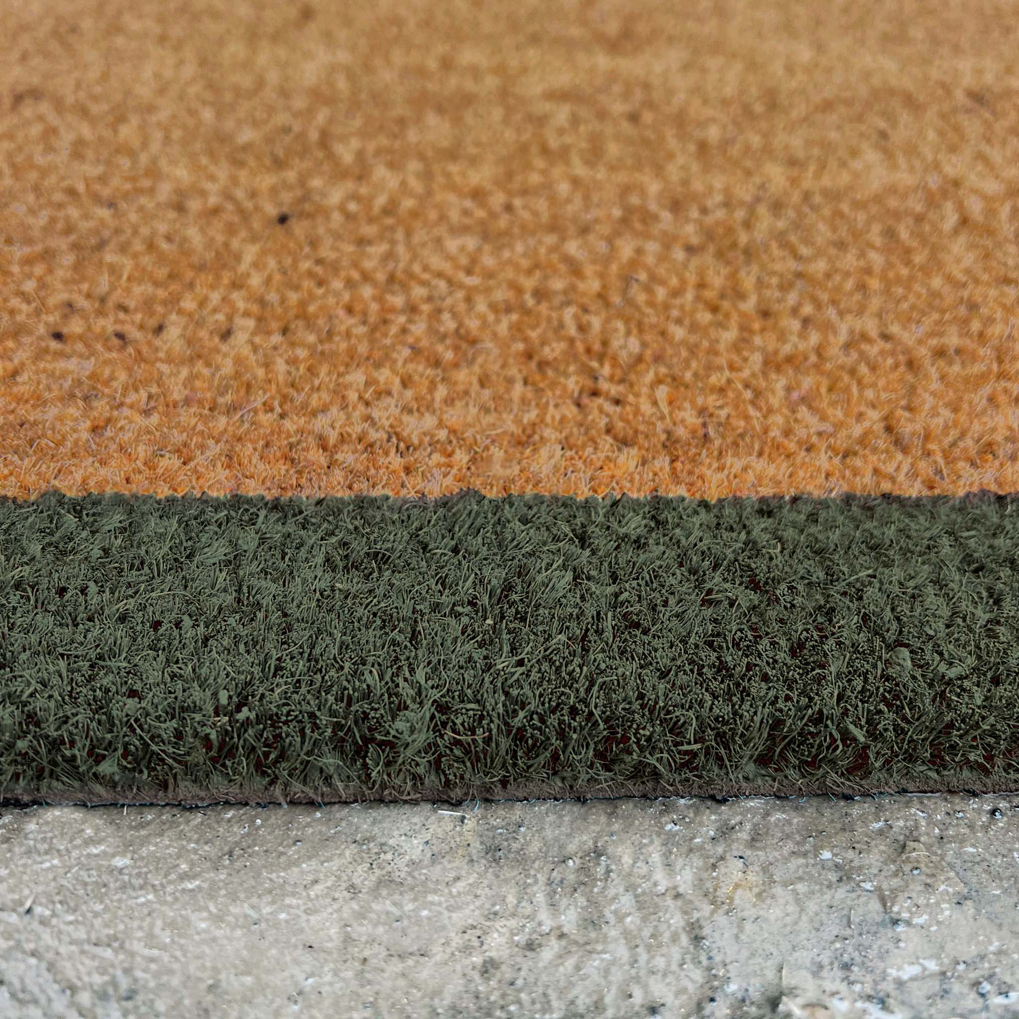 Printed Coir Border Green Doormat- made from recycled materials featuring a green border.