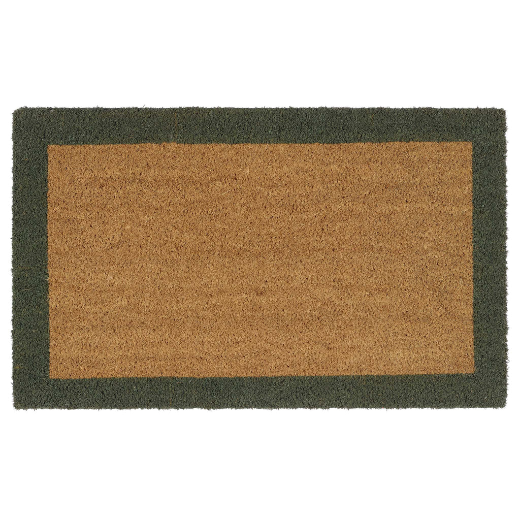 Printed Coir Border Green Doormat- made from recycled materials featuring a green border.