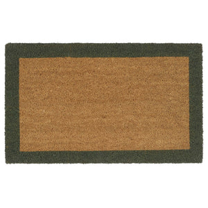 Printed Coir Border Green Doormat- made from recycled materials featuring a green border.