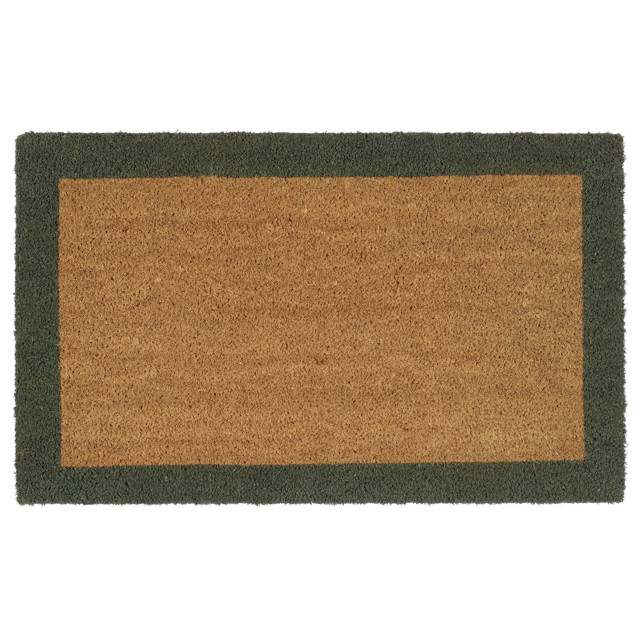 Printed Coir Border Green Doormat- made from recycled materials featuring a green border.