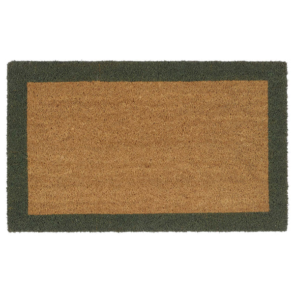 Printed Coir Border Green Doormat- made from recycled materials featuring a green border.