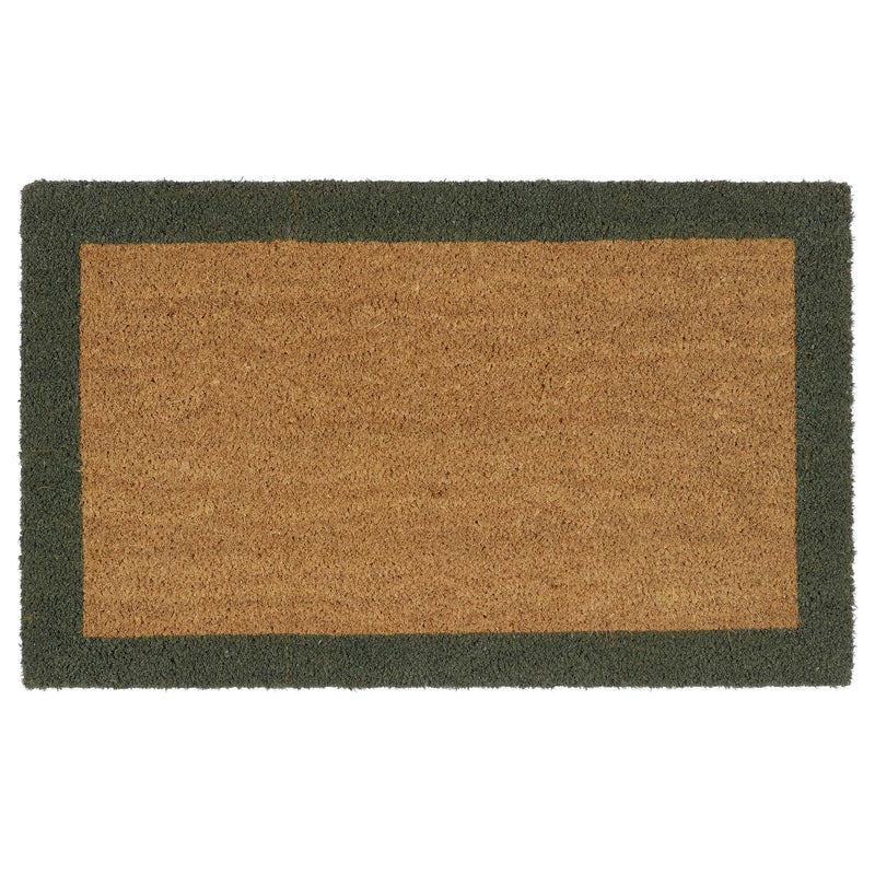 Printed Coir Border Green Doormat- made from recycled materials featuring a green border.