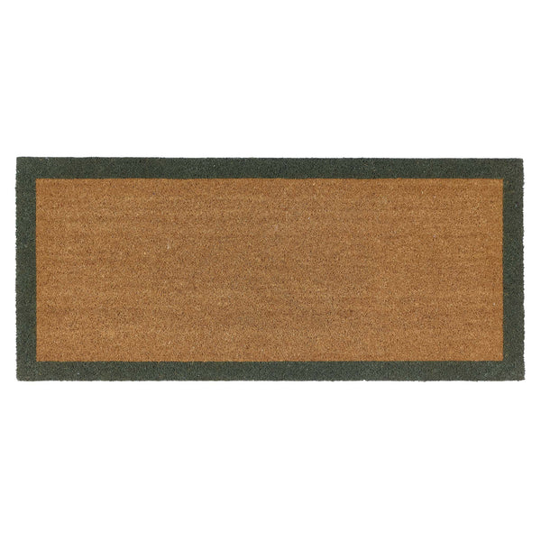 Printed Coir Border Green Runner- made from recycled materials featuring a green border.