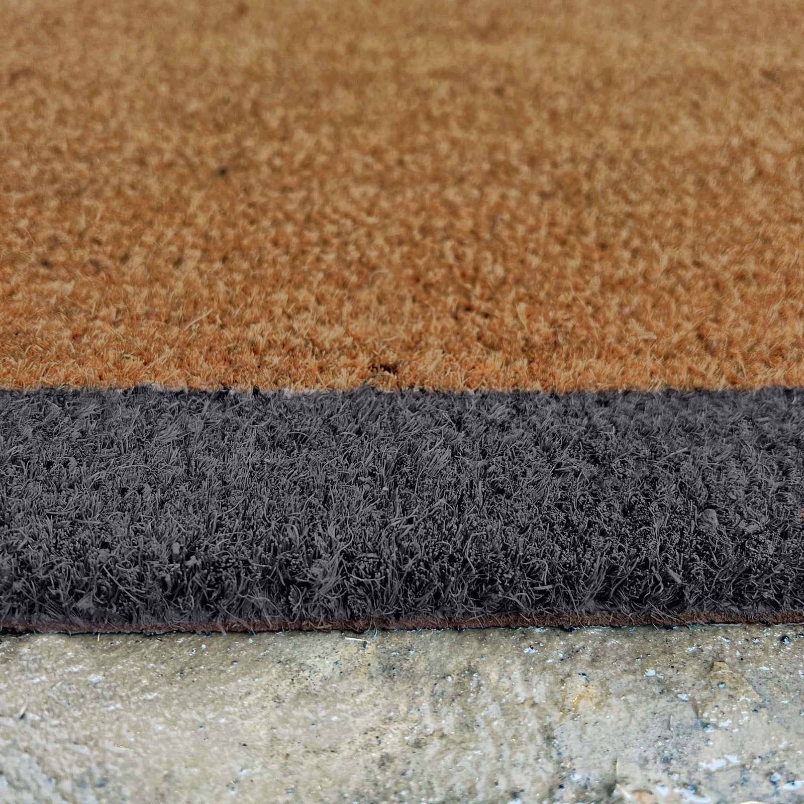 Printed Coir Border Grey Blue Runner. An eco-friendly doormat featuring a blue grey border. 