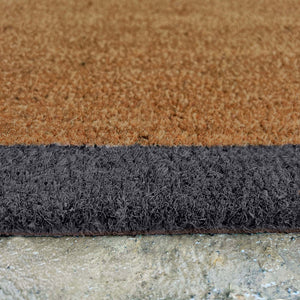 Printed Coir Border Grey Blue Runner. An eco-friendly doormat featuring a blue grey border. 
