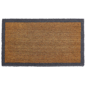 Printed Coir Border Grey Blue Doormat. Made from eco-friendly materials featuring a blue grey border. 