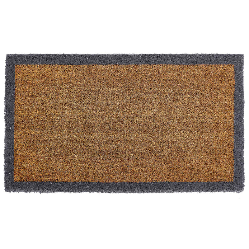 Printed Coir Border Grey Blue Doormat. Made from eco-friendly materials featuring a blue grey border. 