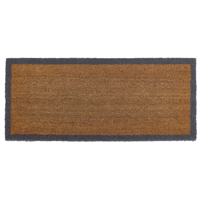 Printed Coir Border Grey Blue Runner. An eco-friendly runner with a blue grey border. 