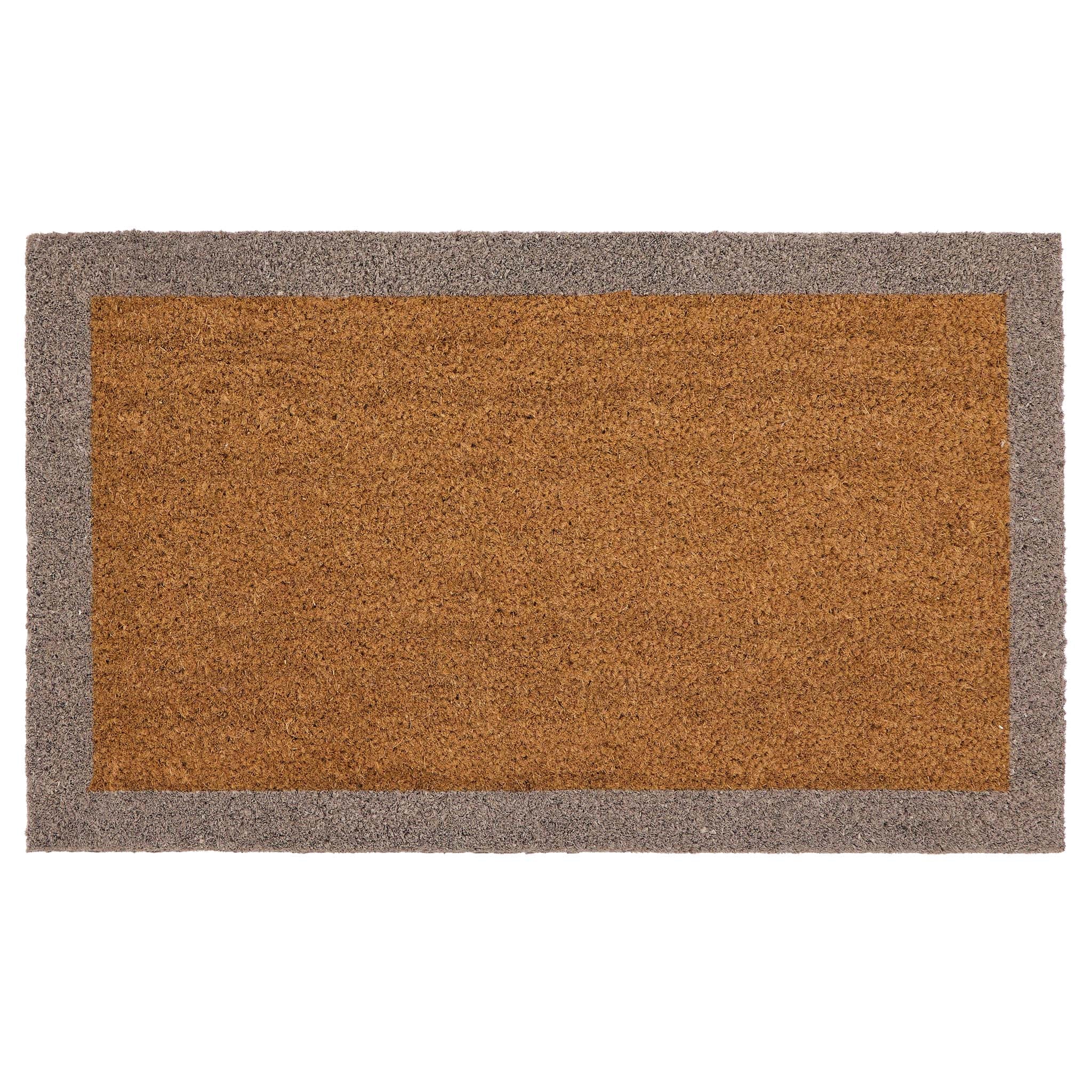 Taupe Border Coir Doormat- made from 100% coconut husk fibres with an eco-friendly backing.