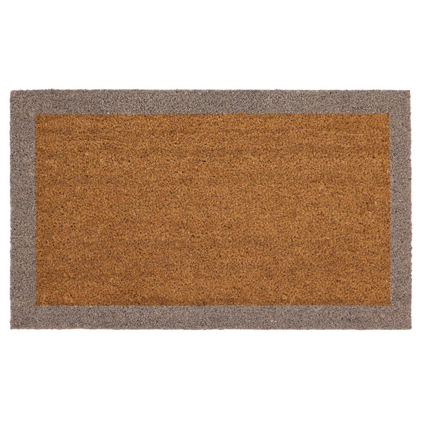 Taupe Border Coir Doormat- made from 100% coconut husk fibres with an eco-friendly backing.