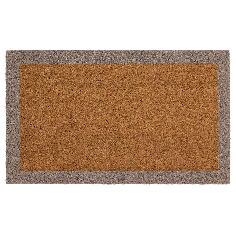 Taupe Border Coir Doormat- made from 100% coconut husk fibres with an eco-friendly backing.