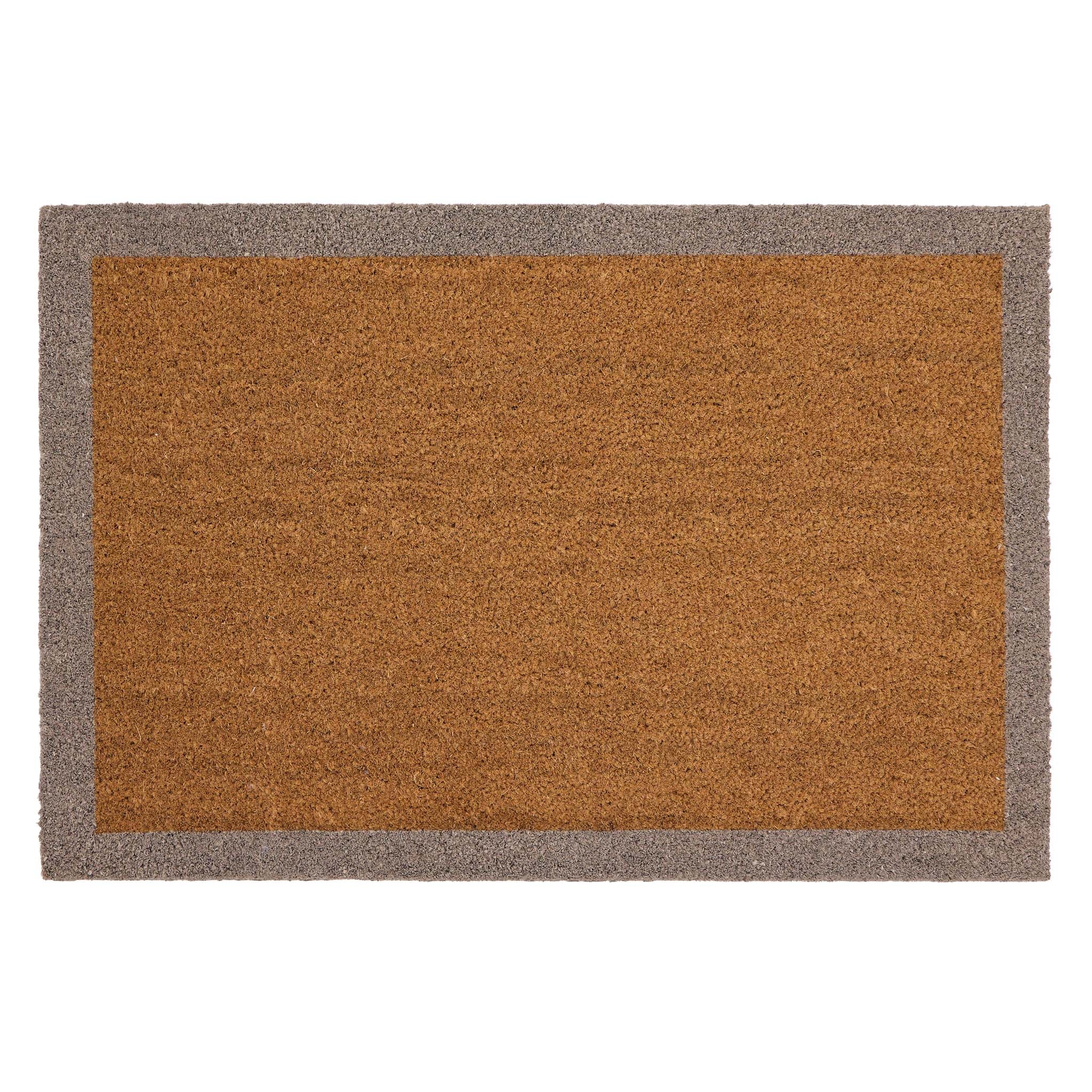 Taupe Border Coir Doormat- made from 100% coconut husk fibres with an eco-friendly backing.