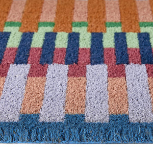 Bright Broken Stripe Coir Doormat