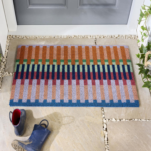 Bright Broken Stripe Coir Doormat