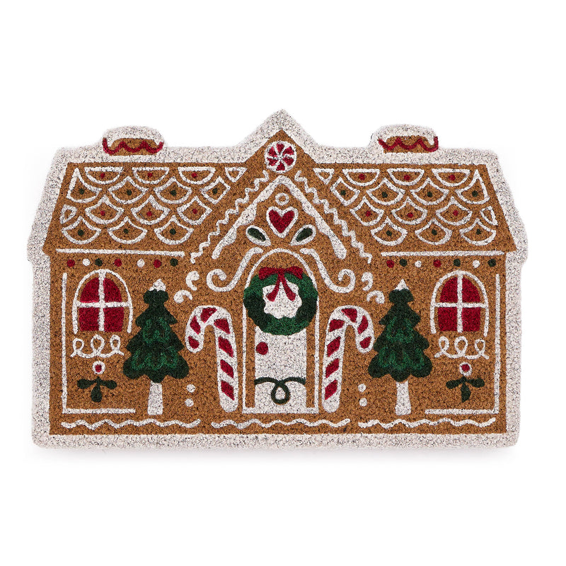 Gingerbread Cottage Coir with a fun  Christmas gingerbread house design.
