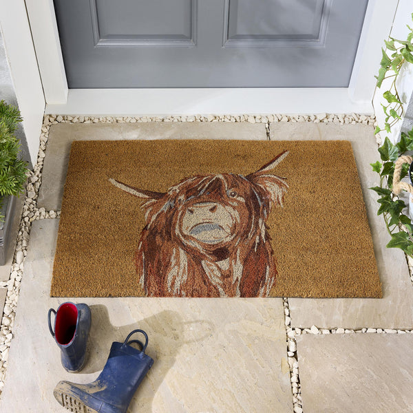 Highland Cow Coir Doormat