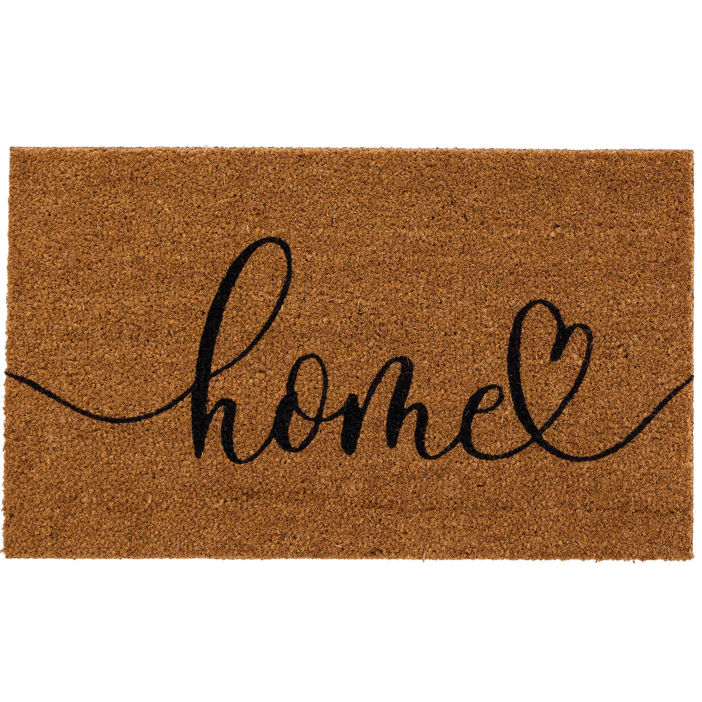 Home Script Coir Doormat- made from 100% coconut husk fibres with an eco-friendly backing.