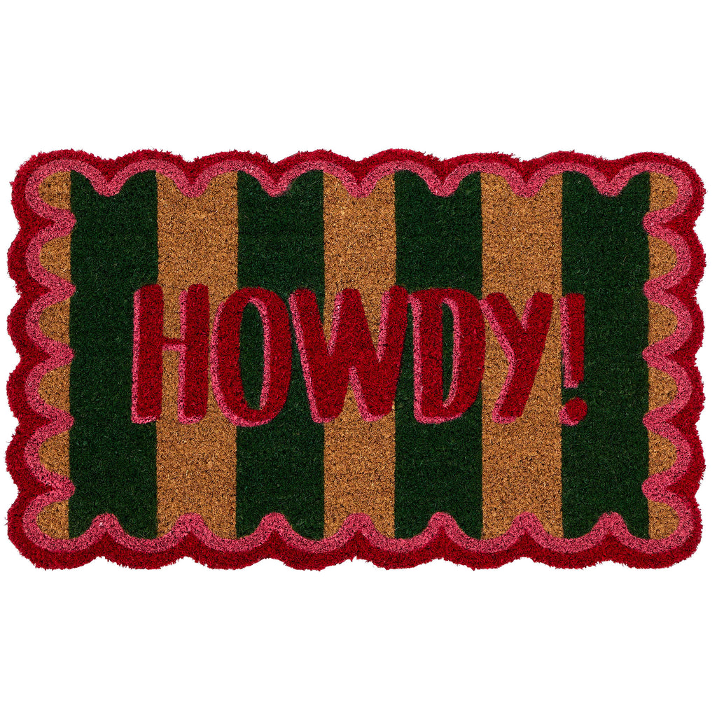 Howdy Stripe Coir Doormat- made from 100% coconut husk fibres with an eco-friendly backing.